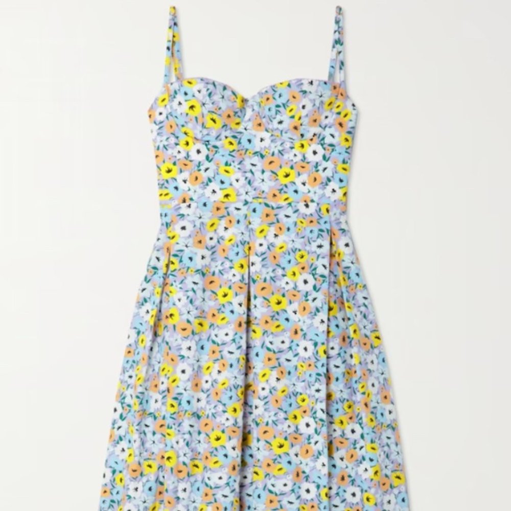 Agua by Agua Bendita Mambo Pleated Floral Cotton-Poplin Midi Dress (Size: M) - Picture 5 of 5